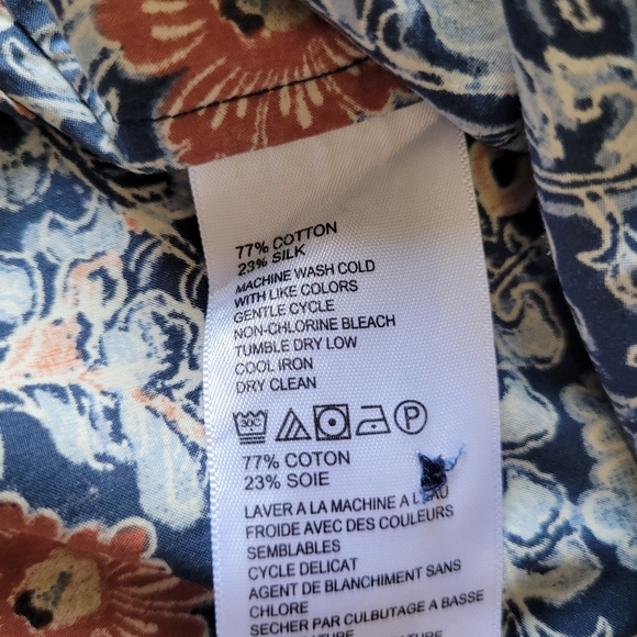 Tommy Bahama Floral Shirt size XXL Cotton Silk Blend Button Down Navy Coral - Picture 6 of 6